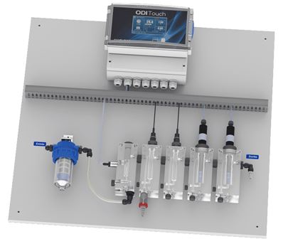 ENSEMBLE ODI TOUCH T°(V), pH & Cl LIBRE (OR) 0-10ppm CHAMBRE PMMA 4T